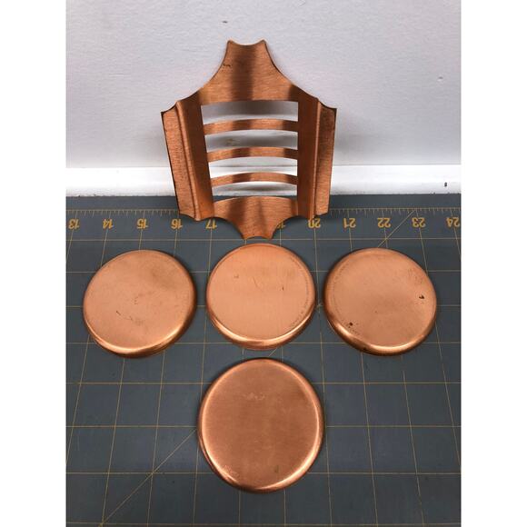 Vintage Fantasy Copperware Made in Canada 4 Coaster Set - Picture 3 of 3